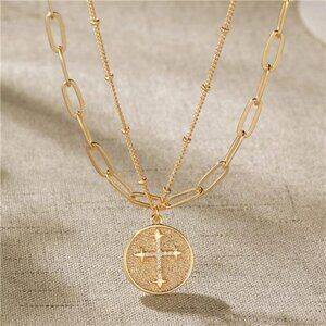 Layered Heart Necklace Pendant Handmade 18k Gold Plated Dainty Gold